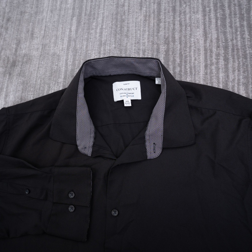 CON.STRUCT Men XXL Slim Fit Cooling Comfort 4-Way Stretch Shirt Black Long Slv